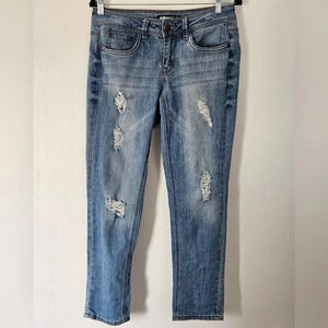 Dollhouse Sienna Distressed Straight‎ Leg Jeans Blue Denim Size 8